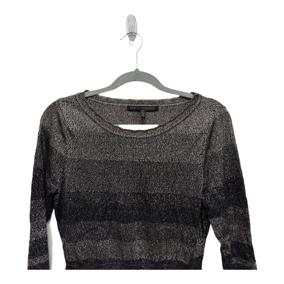 White House Black Market Metallic Striped Long Sleeve Tunic Sweater Size Small - Picture 3 of 7